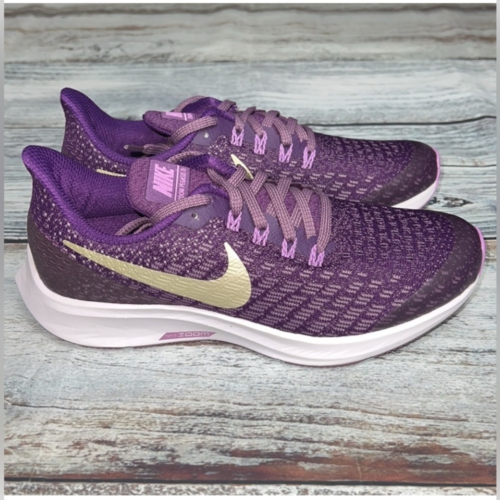 Nike Pegasus Purple and Gold Kids Sneakers